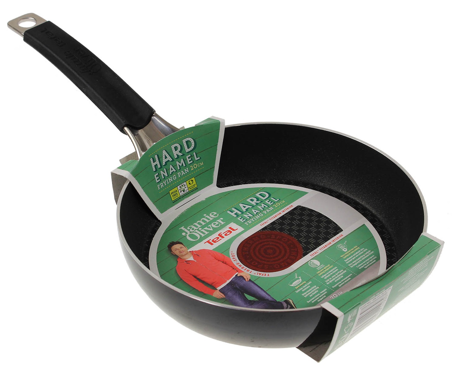 Jamie Oliver Tefal 20cm Hard Enamel Frypan Titanium Nonstick Frying